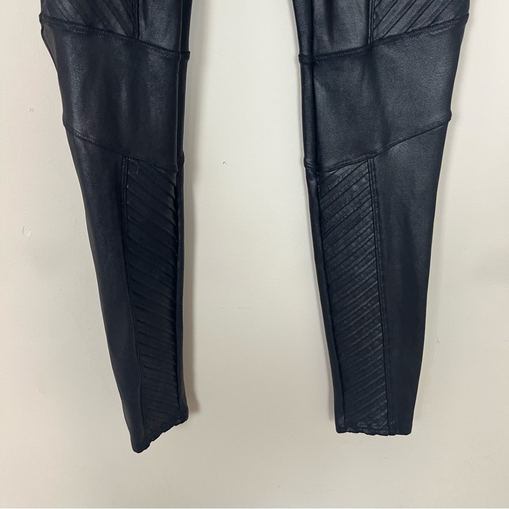 SPANX MOTO FAUX LEATHER LEGGINGS IN BLACK SIZE LARGE - Picture 13 of 16